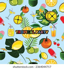 Patrón de fruta sin foco con un diseño colorido. vector