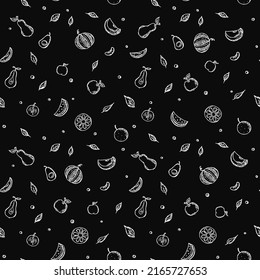 Seamless fruit pattern. doodle background with fruit icons. Fruit background
