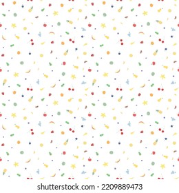 Seamless fruit pattern. doodle background with fruit icons. Fruit background