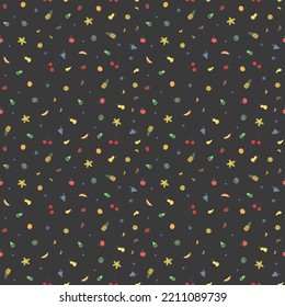 Seamless fruit pattern. doodle background with fruit icons. Fruit background