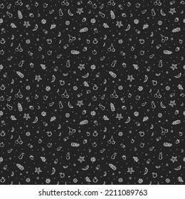 Seamless fruit pattern. doodle background with fruit icons. Fruit background