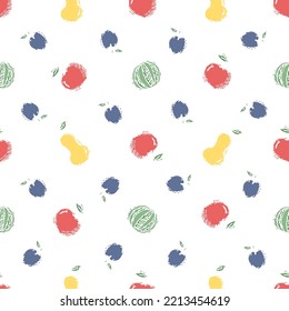 Seamless fruit pattern. doodle background with fruit icons. Fruit background