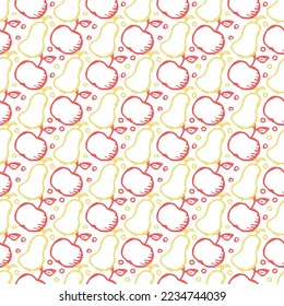 Seamless fruit pattern. doodle background with fruit icons. Fruit background