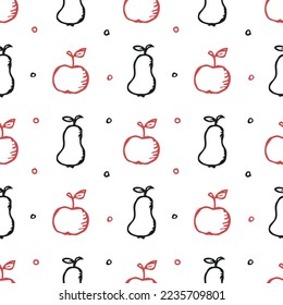 Seamless fruit pattern. doodle background with fruit icons. Fruit background