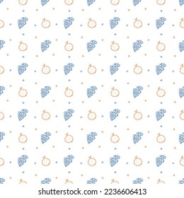 Seamless fruit pattern. doodle background with fruit icons. Fruit background