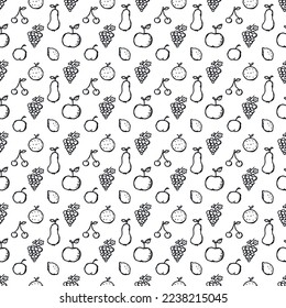 Seamless fruit pattern. doodle background with fruit icons. Fruit background