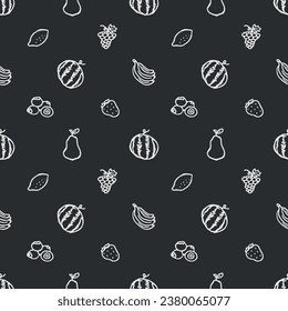 Seamless fruit pattern. doodle background with fruit icons. Fruit background
