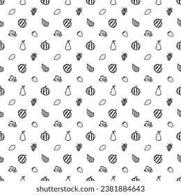 Seamless fruit pattern. doodle background with fruit icons. Fruit background