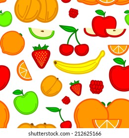 Seamless Fruit Pattern. Editable Filled Fruits. Vector