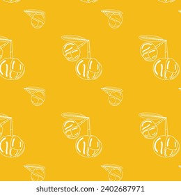 Seamless fruit pattern elephant Apple white strock pattern on yellow background for product packaging design. Fruit known as Chalta of South East Asia (Dillenia indica) its a sweet and sour fruit.
