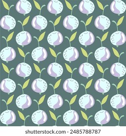 Seamless fruit pattern on pastel background. Cute fruit design for card, wallpaper, fabric, textile, fashion, flyer, banner, cover, and more.