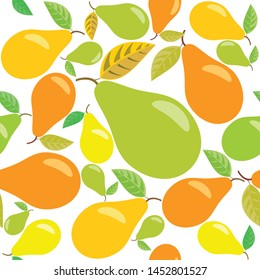 Seamless fruit pattern with pears on white background. For children's textiles and Wallpapers.