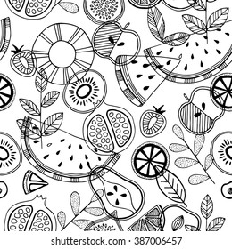 Seamless fruit pattern. Scandinavian style pattern. Vector illustration
