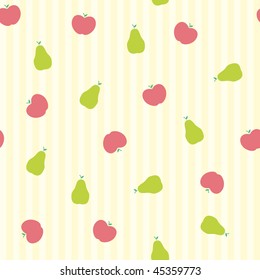 Seamless Fruit Pattern. Vector apple and pear illustration.