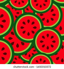 Nahtlose Fruchtmuster von Wassermelonen Scheiben .Vektorillustration Grafik.