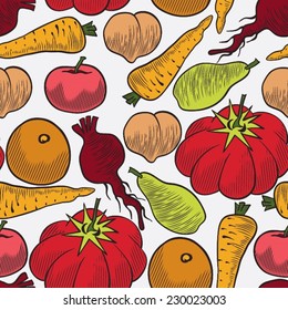 Seamless fruit and vegetable background