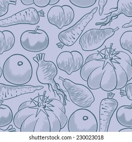 Seamless fruit and vegetable background