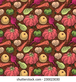 Seamless fruit and vegetable background