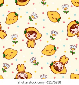 Seamless Fruits Kid Pattern C