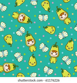 Seamless Fruits Kid Pattern H