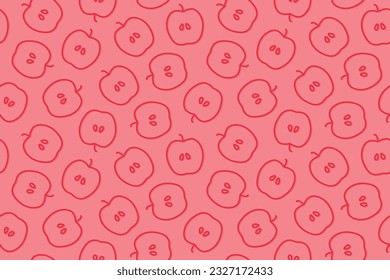 patrón de frutos sin soldadura con mitades de manzanas rojas- ilustración vectorial