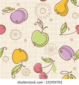 seamless fruits pattern. kitchen illustration
