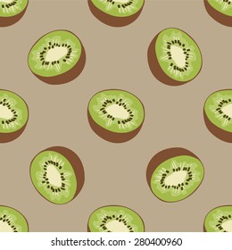 Seamless fruits pattern with kiwi slice