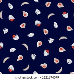 Seamless fruits pattern on navy