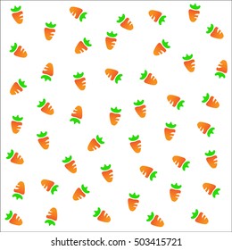 Seamless fruits raster pattern, symmetrical background with carots on the white background