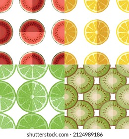 Seamless fruits vector pattern set