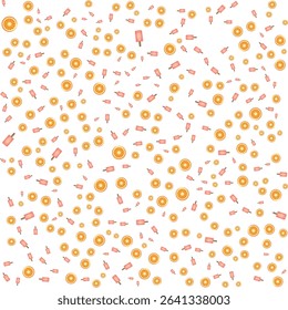 Seamless fruity popsicle and orange slice pattern on white, playful and refreshing summer vibe.