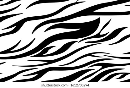 Seamless full textile Zebra Animal Skin Pattern in Vector Black And White Abstract Zigzag illustration