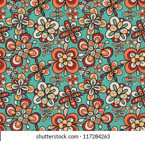 seamless fun floral abstract vector pattern wallpaper background