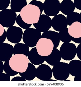 Seamless fun pattern with big Dots. Abstract hand drawn texture in scandinavian style. Simple modern pattern with big polka dots. 