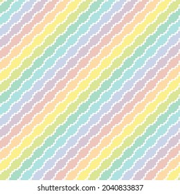 Seamless fun pattern. Vector illustration with rainbow diagonal zigzag shapes, stripes. Abstract colorful background is used in the design of carpets, textiles, clothing, wallpaper, cover, packaging