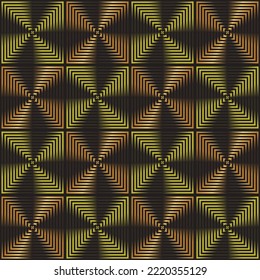 Seamless Funky lines Golden Copper Shining Pattern on Black Background for invitations, cards, print, gift wrap, manufacturing, textile, fabric, wallpapers