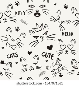 Seamless funny cat background
