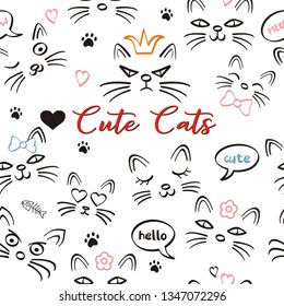 Seamless funny cat background