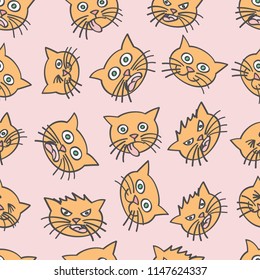 Seamless funny cat face reaction