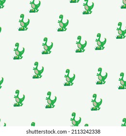 Sin inconvenientes con los graciosos dinosaurios en una hierba 