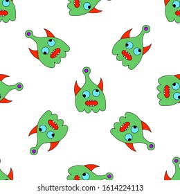 Seamless funny doodle colorful monsters pattern
