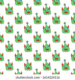 Seamless funny doodle colorful monsters pattern