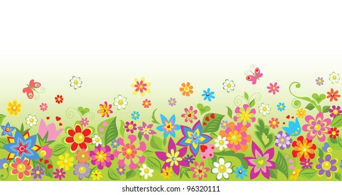 Seamless funny floral background