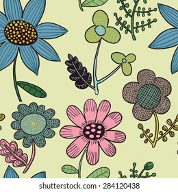 Seamless funny floral pattern