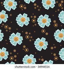 Seamless funny flowers