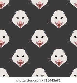 Seamless funny geometrical pattern with opossum faces.