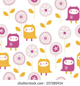 seamless funny owl vector illustration