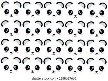 Seamless funny pandas pattern design vector