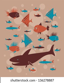 seamless funny pattern with fishes