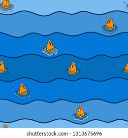 Seamless funny pattern with gold fish.